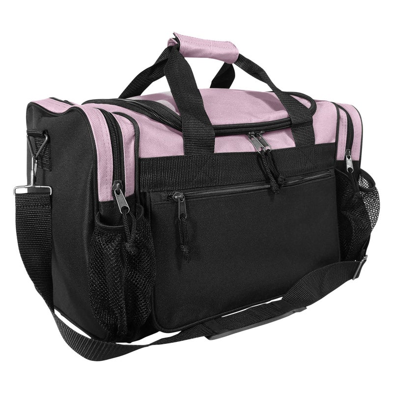 DALIX 17" Duffle Travel Bag with Front Mesh Pockets in Pink - Image 1